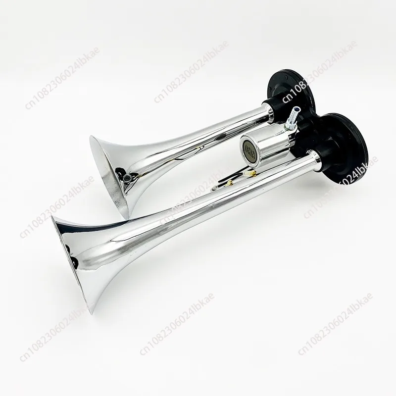 Air pump car horn 150DB double tube zinc alloy air horn large truck whistle, air horn