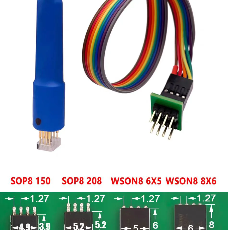 Neu eingetroffen: 1 Stück Pogo-Pin-Testkabel für SOP8 WSON8 Chip-Programmierer zur Lesung, Schreib- und Programmierfunktion für Flash- und EEPROM-Chips sowie zum Testen. – Detail 2