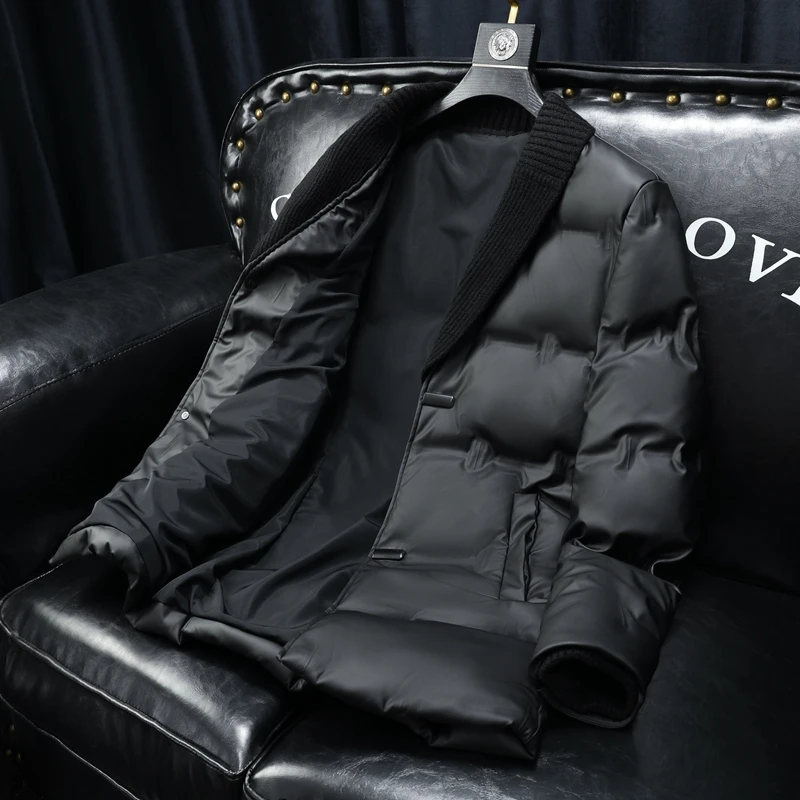 2024 new arrival winter high quality 90% white duck down jackets men,men\'s leather Overcoat trench coat 2288