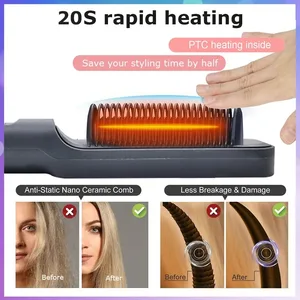 Peigne électrique chaud Brosse lissante multifonctionnelle pour cheveux raides Peigne aux ions négatifs Anti-brûlures Brosse à lisser 10 meilleurs lisseurs pour peignes à cheveux en vente - No 7