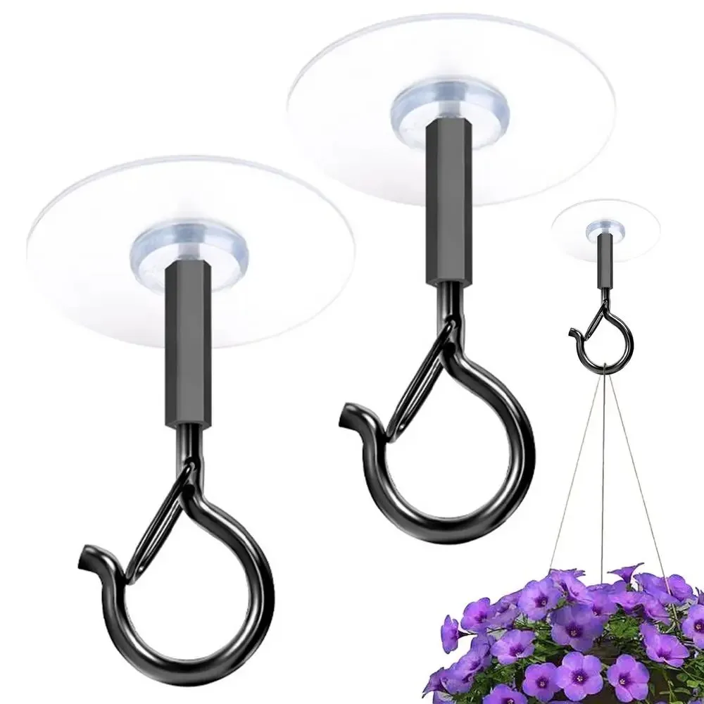 2pcs Safety Self Adhesive Ceiling Hooks No-Drill Clasp Design Wall Hooks Windproof Metal Sticky Eye Hooks Strips Banners