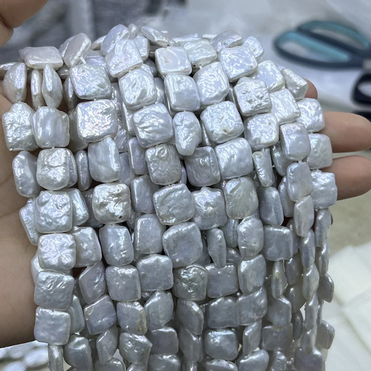 

Natural Freshwater Pearl 11-12mm AAAAA Square Baroque Sparkle Bead Jewelry Make DIY Necklace Bracelet Accessories Gift Wedding