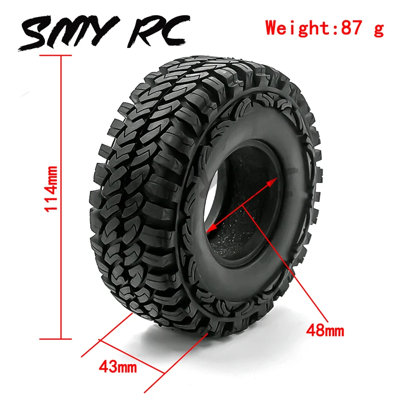 

4PCS 114MM 1.9 Inch Tires With Spong For Axial SCX10 D90 CC01 RC Truck Crawler