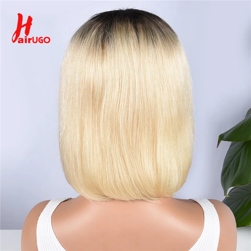 T1B/613 Dark Root Bob Wig Cheap Omber Blonde Full Machine Made Wigs For Women HairUGo Remy Omber Blonde Short BOB Human Hair Wig