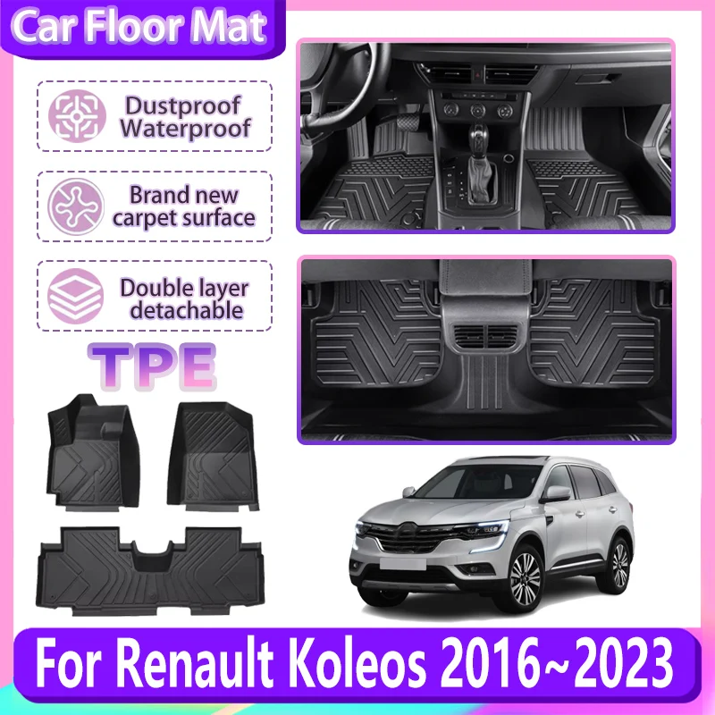 

LHD Car Floor Mat For Renault Koleos Samsung QM6 HC MK2 2016~2023 2022 TPE Material Easy Clean Anti-Dirt Carpet Car Accessories