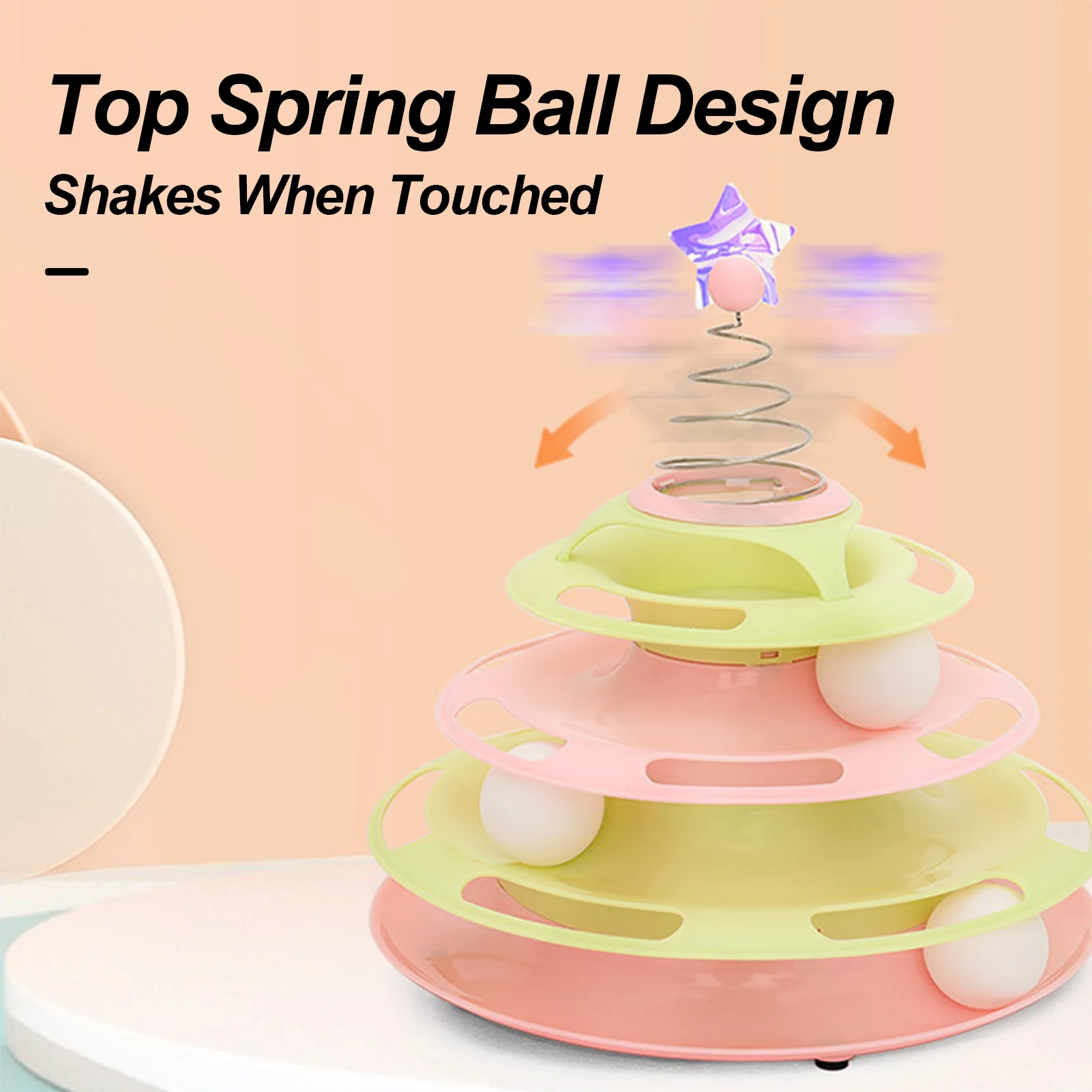 Interactive Tower Cat Toy Turntable Roller Balls Toys for Cats Kitten Teaser Puzzle Track Toy Pets Training Supplies Accessories