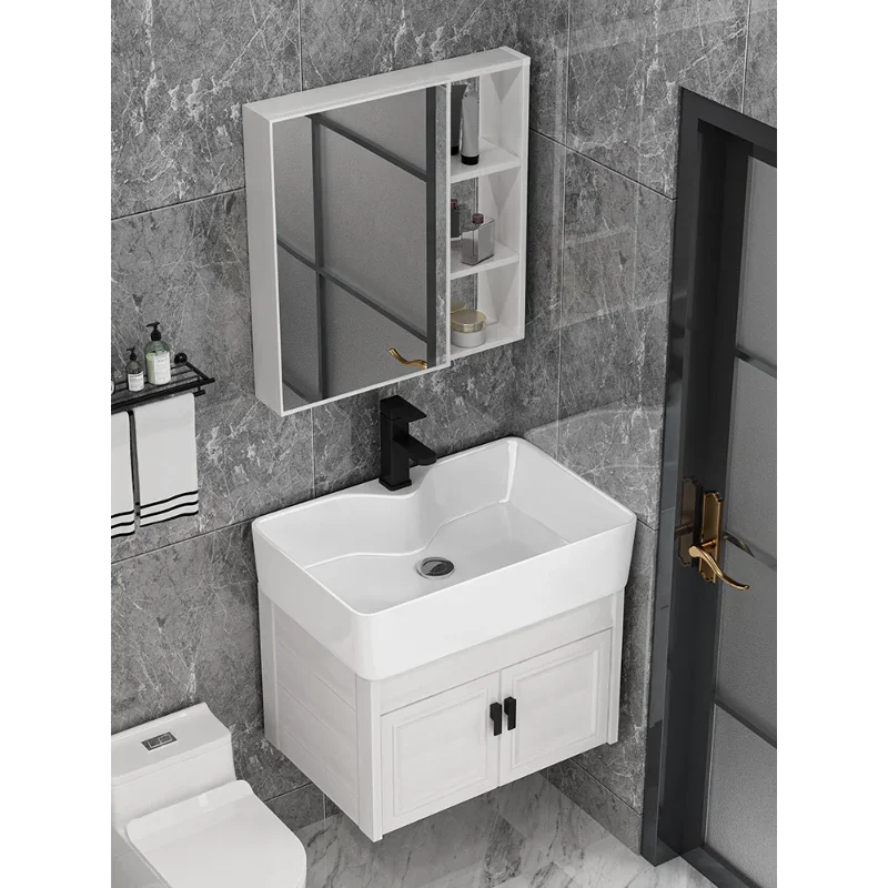 Small Apartment Bathroom Cabinet Combination Bathroom Ceramic Washbasin Mini Basin Narrow Length Wash Basin Balcony