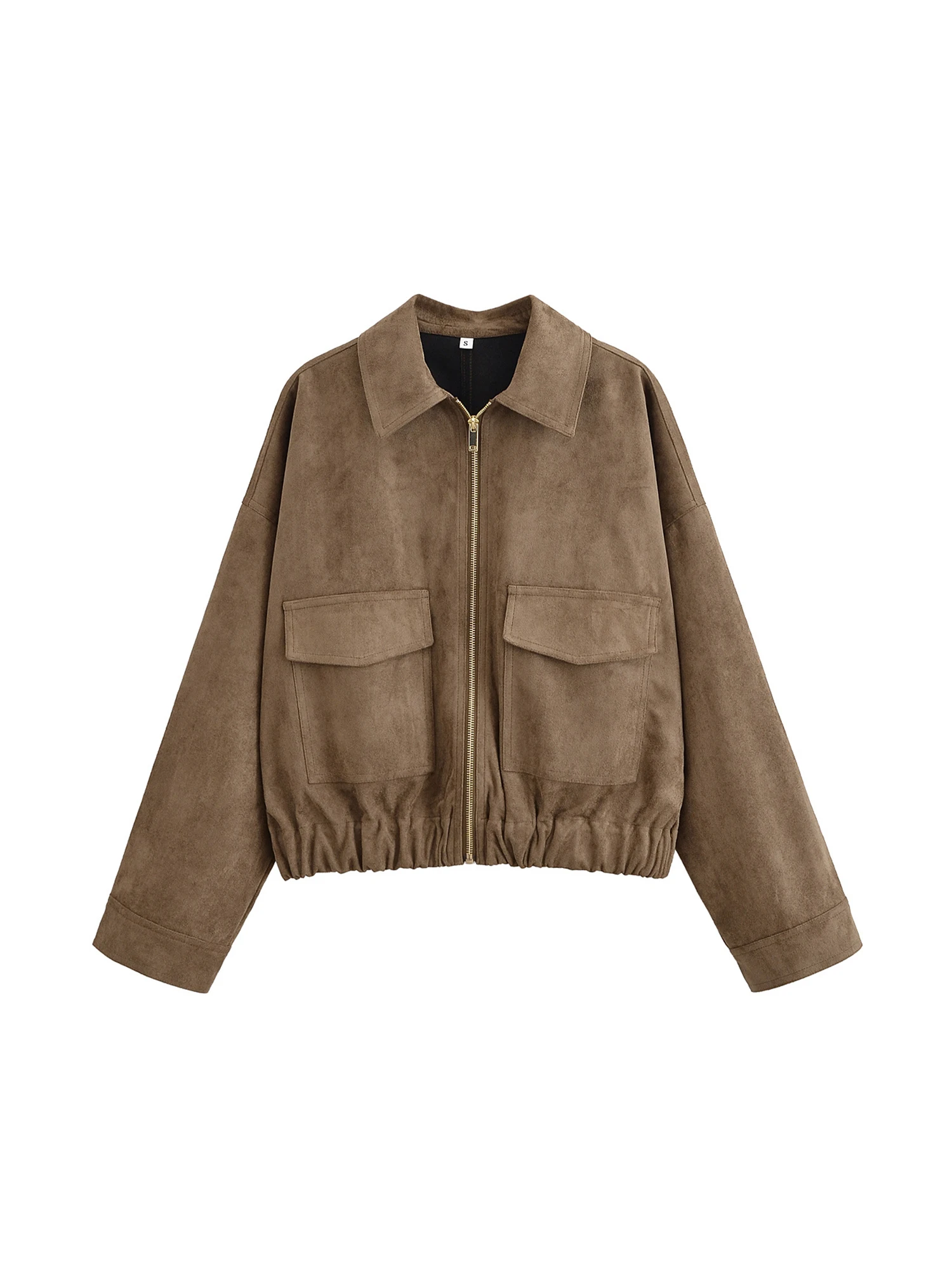 المرأة البني بولي Leather سترة جلدية الشارع الشهير دراجة نارية معطف طويل خمر الياقة المدورة موستانج سترة ملابس خارجية 2000s ملابس الخريف