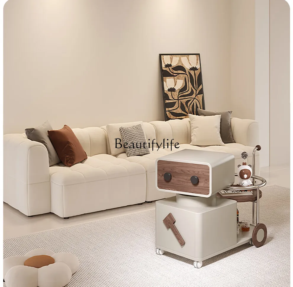 

Movable side few light luxury high sense 2025 new sofa side cabinet trolley