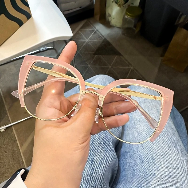 موضة إطار كبير طول النظر الشيخوخي نظارات جديدة ريترو القط العين طول النظر الشيخوخي نظارات HD مكافحة الضوء الأزرق حماية العين نظارات للقراءة #5