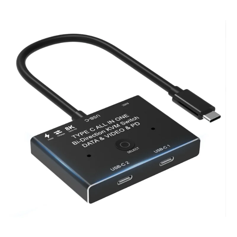 

A02R! KVM USB C двусторонний переключатель 1X2/2X1 USB 3.1 разветвитель данных видео переключатель 8K @ 30 Гц PD 100 Вт для монитора ПК мобильного телефона