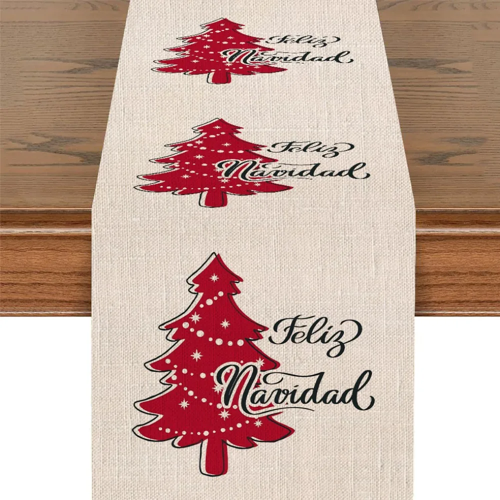 جديد ثلاثية الأبعاد الطباعة الرقمية عيد الميلاد الجدول العلم الكتان طاولة القهوة مفرش المائدة الإبداعية الكرتون شجرة عيد الميلاد مفرش طاولة
