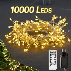 36M Cluster Silver wire Garland String Lights Outdoor Waterproof LED Garland Christmas Tree Decoration
