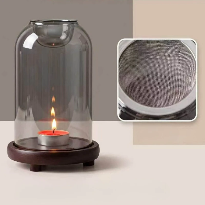 Glass Candleholder Incense Burner Sandalwood Agarwood Powder Aroma Lamp Teahouse Table Decor Incense Holder