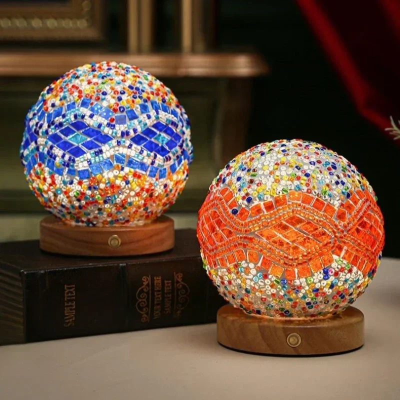 12cm Baroque Bohemian Style Lights for Bedroom Aesthetic Table Ambient Night Light Novelty Creative Lamp