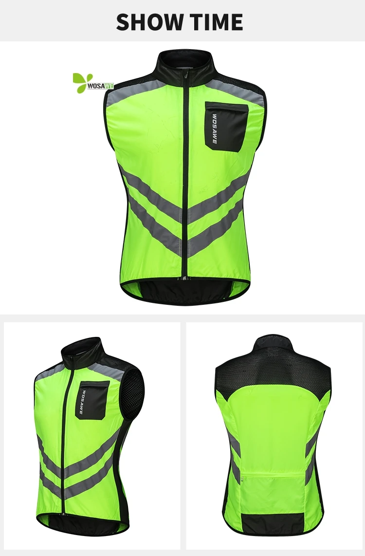 WOSAWE Cycling Vests Reflective Safety Vest Bicycle Sportswear Outdoor Running Breathable Jersey For Men Women Bike Wind Coat