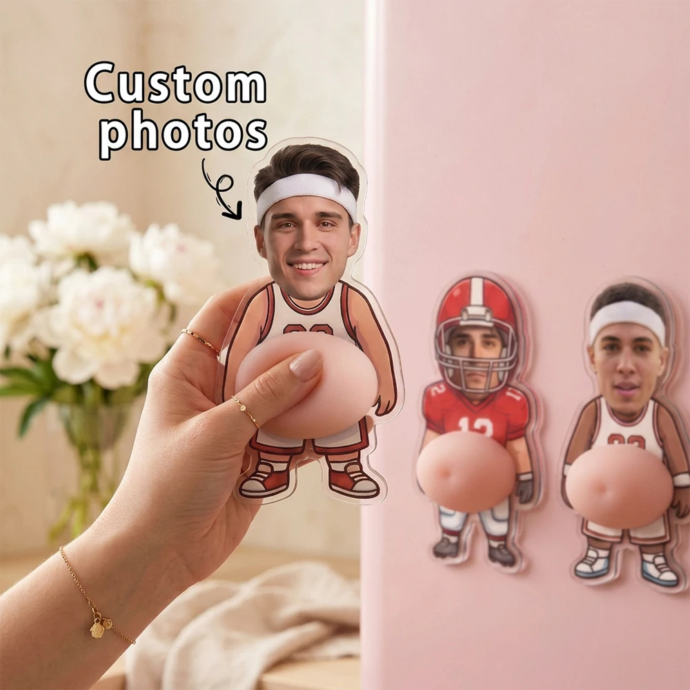 Custom Face Basketball Player Magnet, Personalized Photo Squishy Fridge Sticker, Sports Theme,Magnetic Kitchen Decor