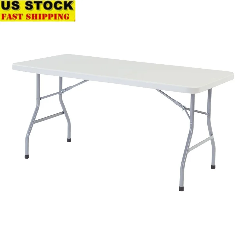 

Heavy Duty Folding Table Rectangular Portable 1000lb Capacity Steel Frame Easy Clean Textured Surface Training Event Use