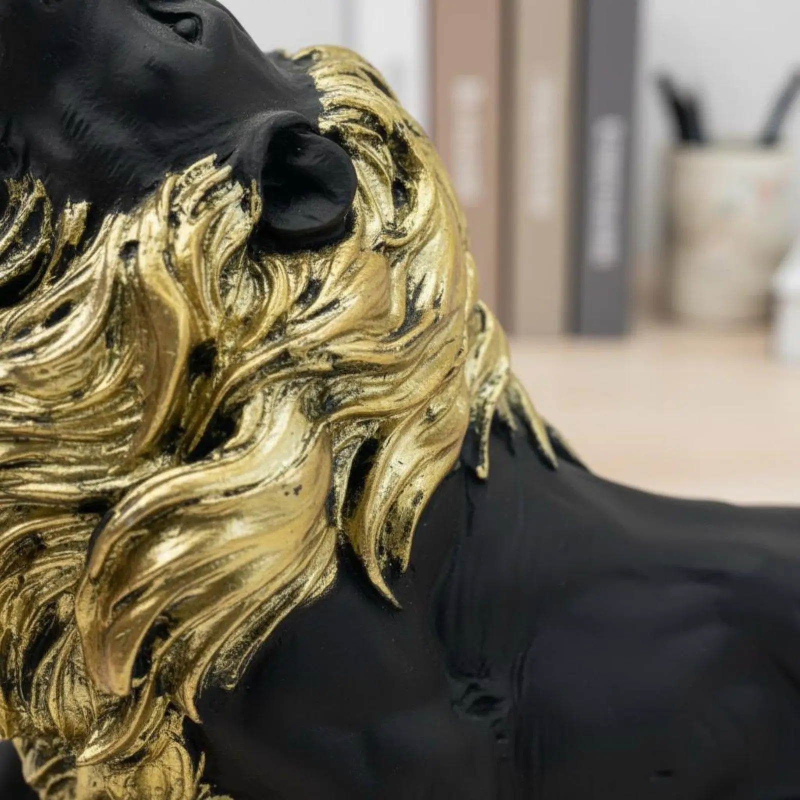 Resin Lion Sculpture Modern Gold Desk Statue Decorative Figurine for Home Office Centerpiece
