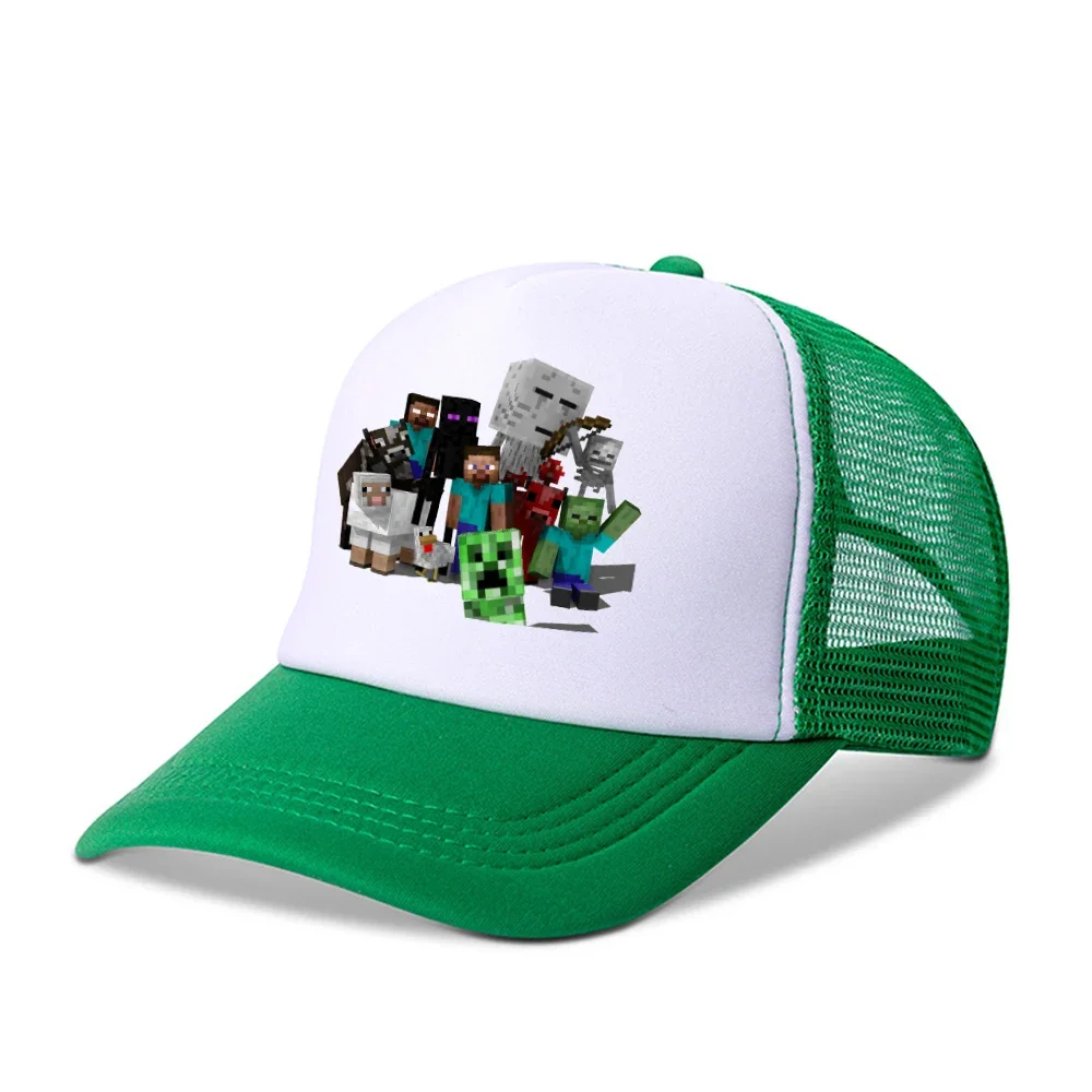 Miner Crafting Pixel Baseball Cap Adorable Sun Cap Fishing Hat for Girl Boy Unisex-Teens Snapback Flat Bill Hip Hop Hat Gift