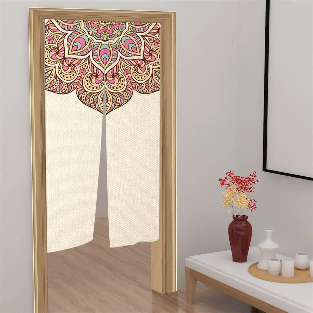 Mandala Printed Japanese Door Curtain Partition Boho Kitchen Doorway Bedroom Drapes Restaurant Decor Noren Hanging Half-Curtain