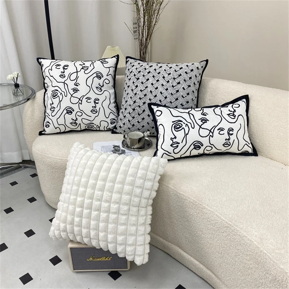 

Knitted Cotton Throw Pillow Nordic Luxury Home Decorative Pillowcase Living Room Sofa Office Chair Waist Rest Pillows Cushion