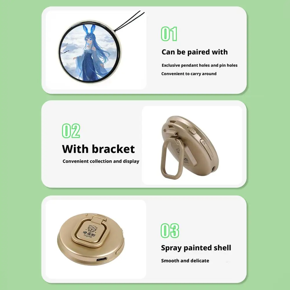 

Электронный значок в стиле аниме, портативный, с Bluetooth, для обмена изображениями, подвеска, отображение GIF-изображений в одно касание, милый мультяшный значок для косплея, подарок