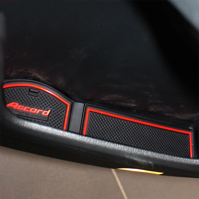 Car rubber anti-slip mat coaster Door Slot Mat Set For Honda 9th Accord 2014 2015 accessories