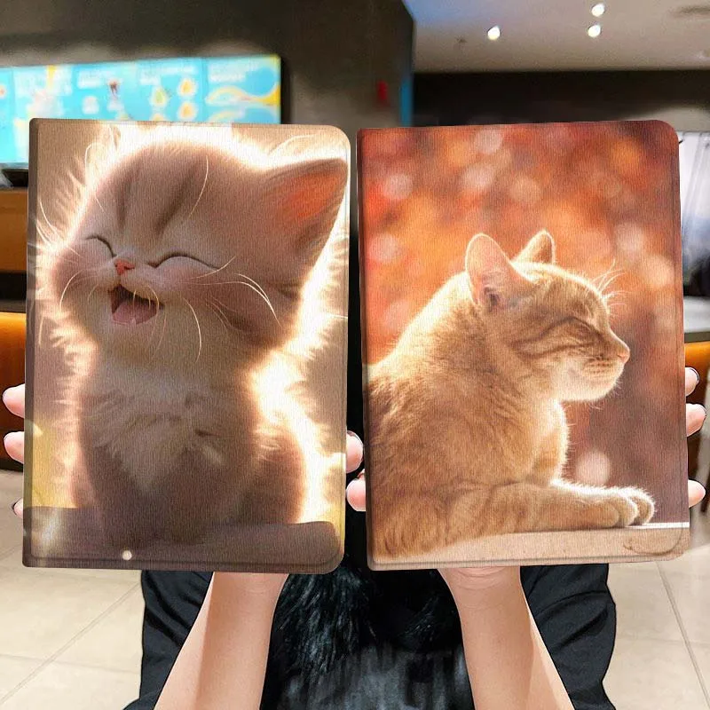 

Cute Smiling Kitten Glow Gift For iPad Pro Air Mini 2 3 4 5 6 7 6th 7th 10th 11th 10.2 9.7 10.5 11 Foldable Tablet Case