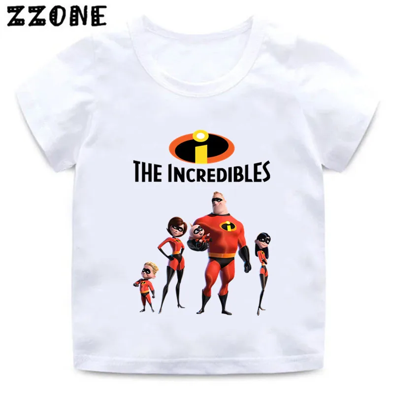 Camisetas con estampado de dibujos animados The Incredibles 2 para niños, Ropa para Niñas, camiseta de manga corta para bebés, Tops para niños,