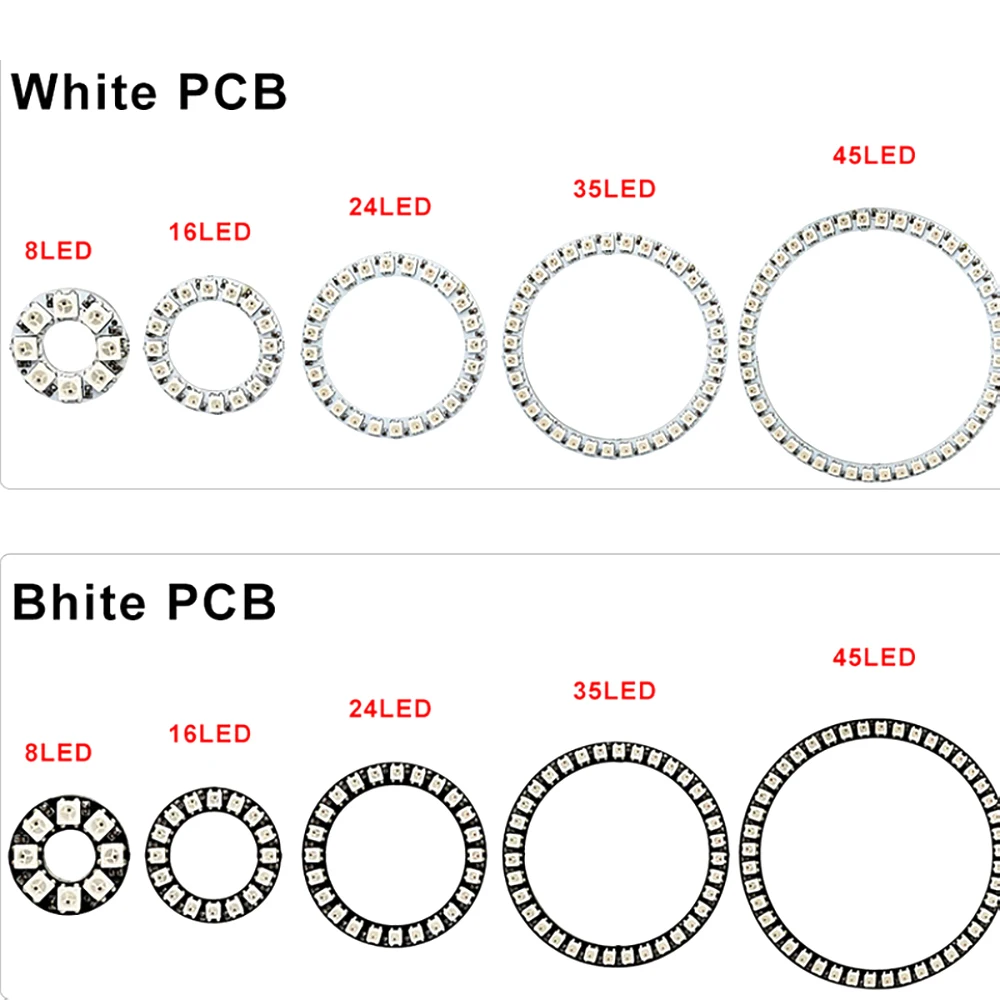 WS2812b Led ring Addressable 8/16/24/35/45Leds 5050 RGB Led Diode Ring Color IC Built-in LED