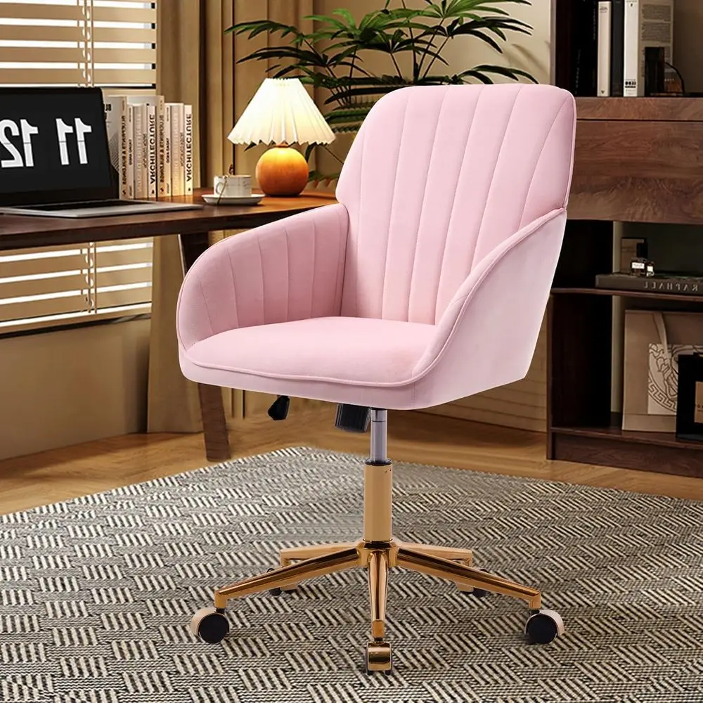 

Home Oice Desk Chair, Vanity Chair, ern Velvet Adjustable Low Back Rolling Chair, Twill Upholstered Cute Oice