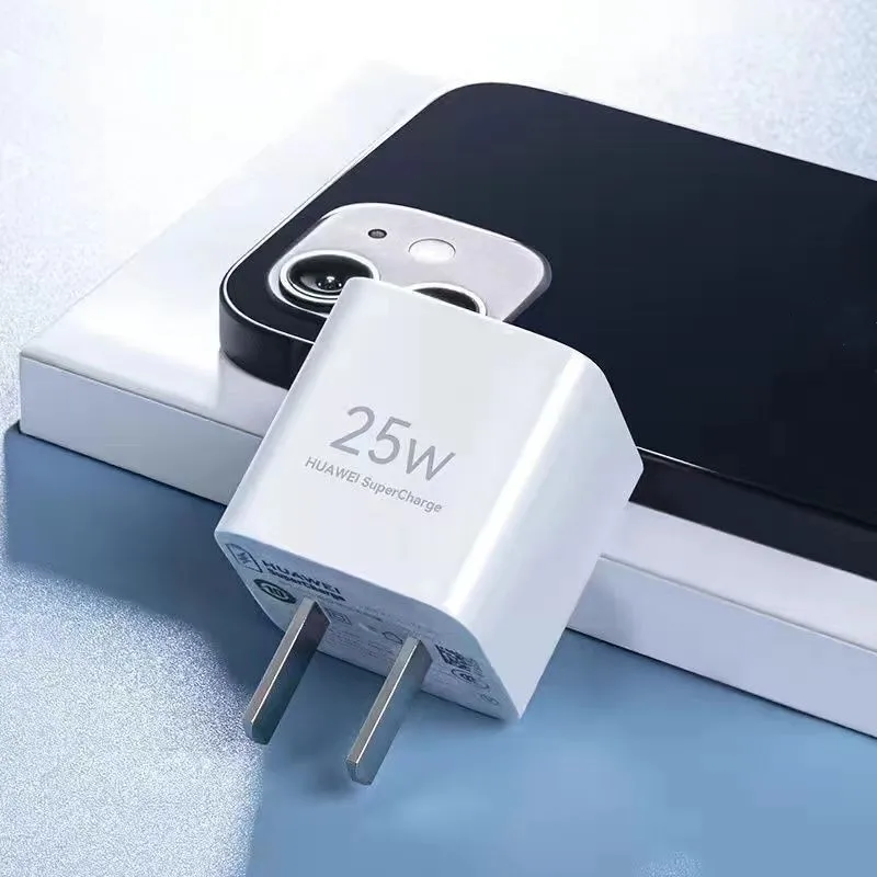 شاحن Huawei Mini SuperCharge سريع بحد أقصى 25 واط نوع-C لدعم الإخراج PD QC شحن سريع لهواوي/آيفون مع كابل 3.3A C إلى C