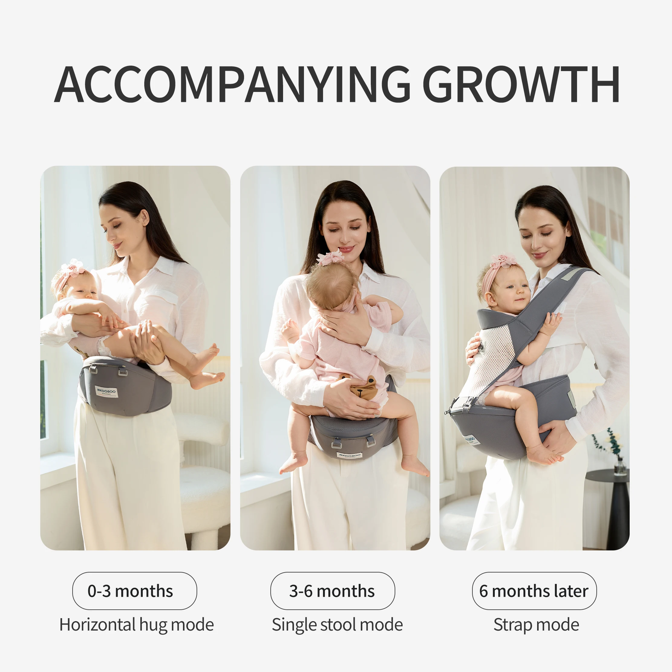 Porte-bébé ergonomique en position M, siège de hanche, pour toutes les saisons, taille réglable, parfait pour le shopping et les voyages