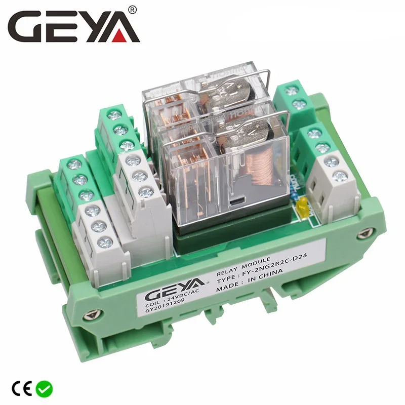 GEYA 2NG2R 2 Channel Relay Module 2NO 2NC DPDT PLC RELAY Interface 12V 24V AC/DC