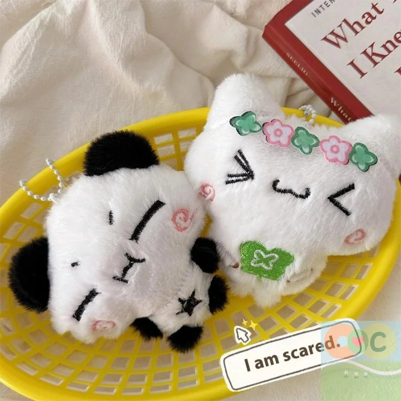 HUA Cartoon Animal Coniglio Panda Portachiavi con ciondolo in peluche Portachiavi moda Kawaii per donne Ragazze Accessori pendenti per zaino carino