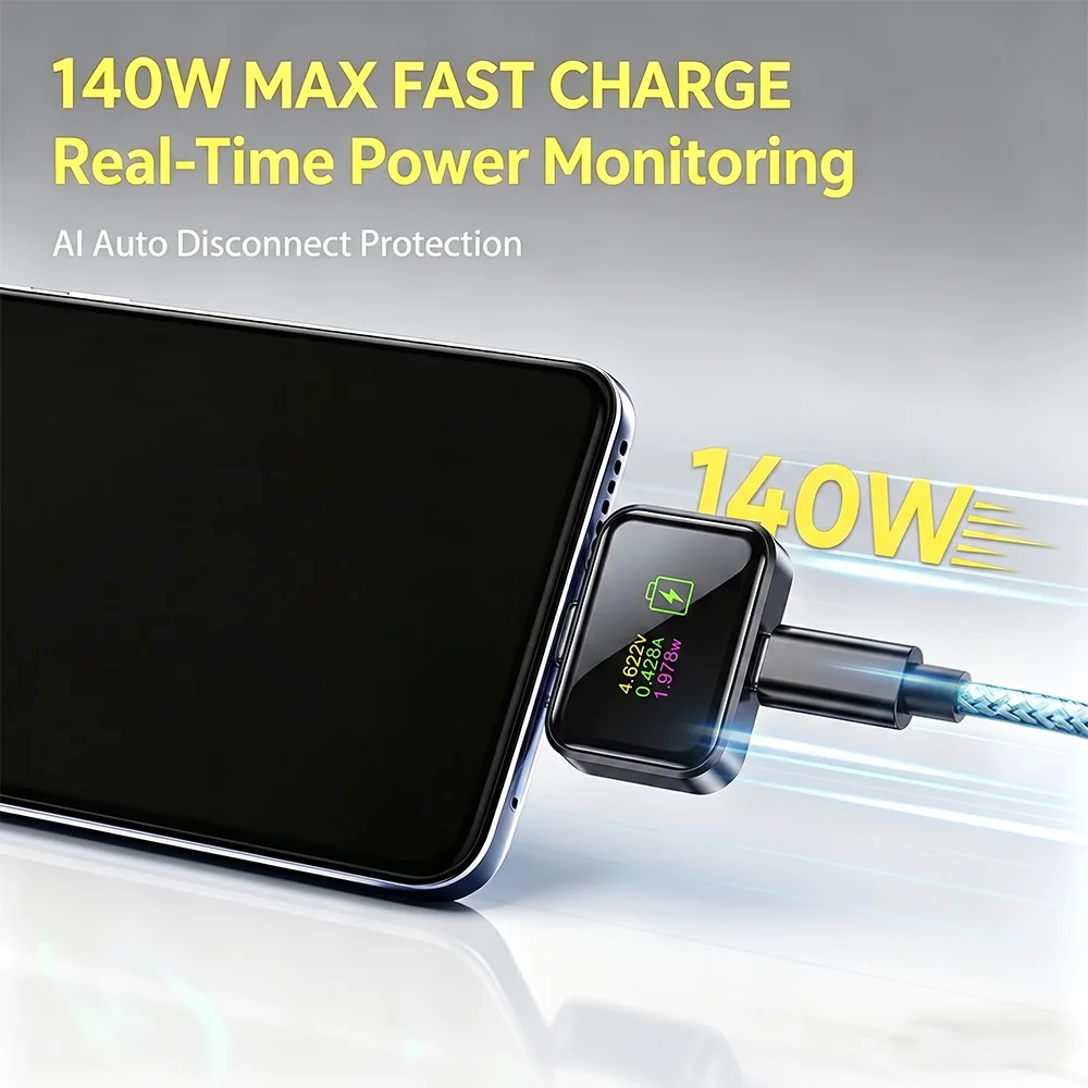 MRSVI Smart Auto Disconnect Charger,140W Auto Shut Off Phone Charger,Full Charge Disconnector for Phones,Tablets and More