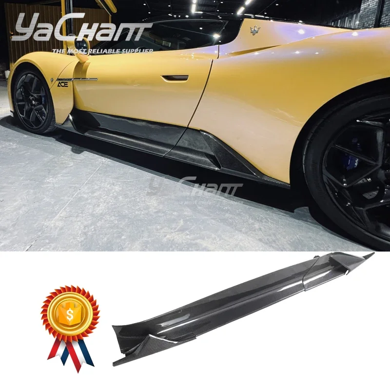 Car-Styling Dry Carbon Fiber OEM Style MC20 Side Skirts Fit For 2020-2023 Maserati MC20 Side Skirts Glossy Finish Tuning Trim