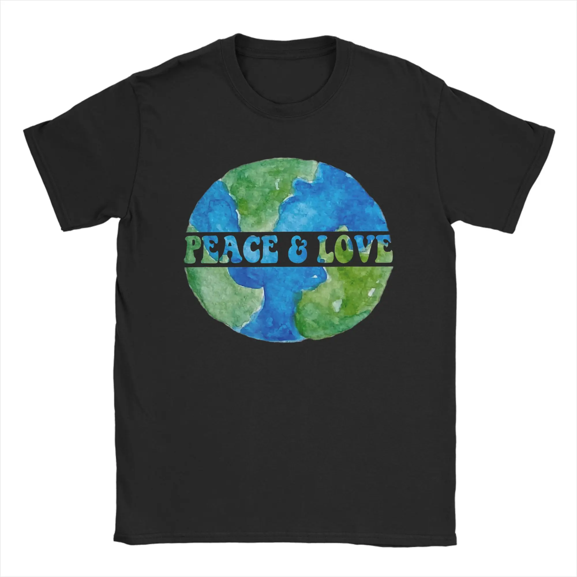 Vintage Earth Love Power Peace World T-Shirt Men O Neck Cotton T Shirts  Short Sleeve Tees Summer Clothes