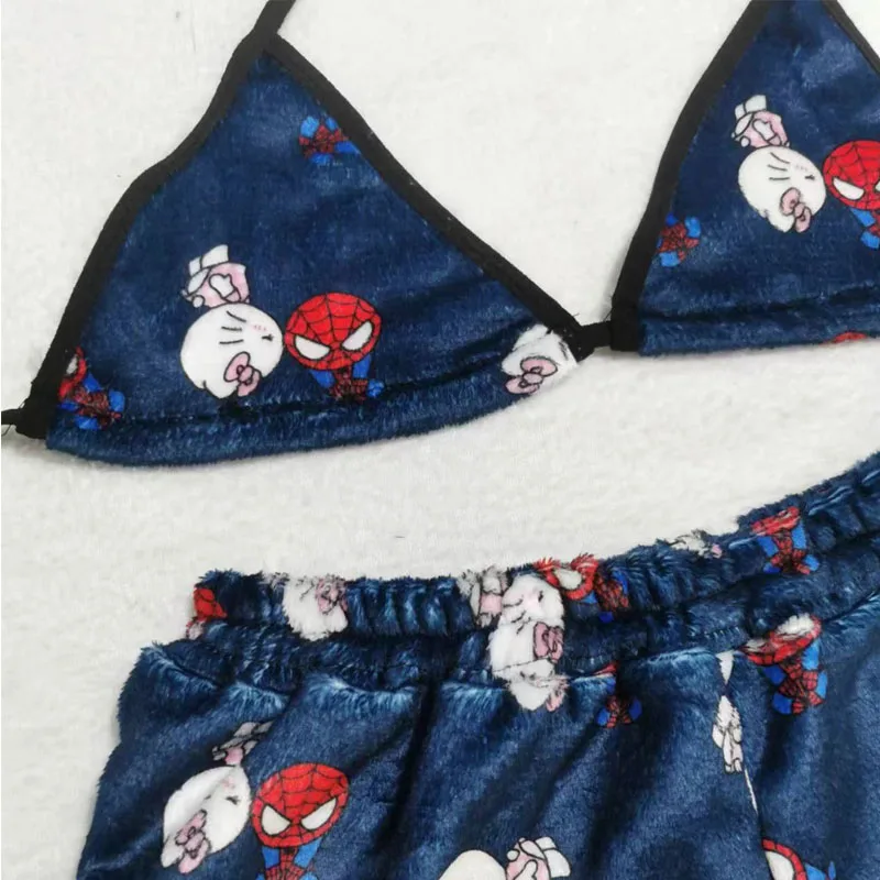 Hello kitty pajama woman Set comics pyjama Top Shorts Split Strap Adjustable Sexy Bikini bra Underwear Summer pajamas two-piece