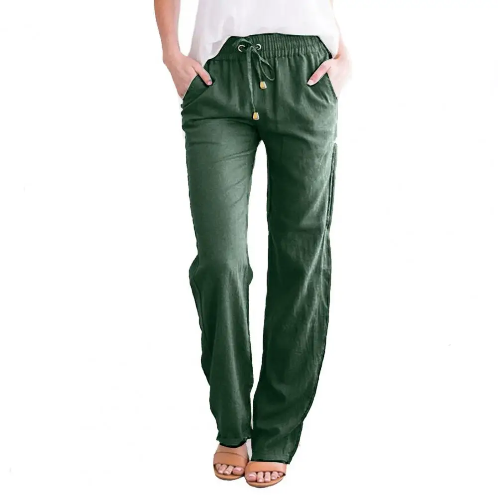 

Lightweight Work Pants Comfortable Women's Casual Pants with Adjustable Drawstring Wide Leg Design Pockets for Hiking Everyday