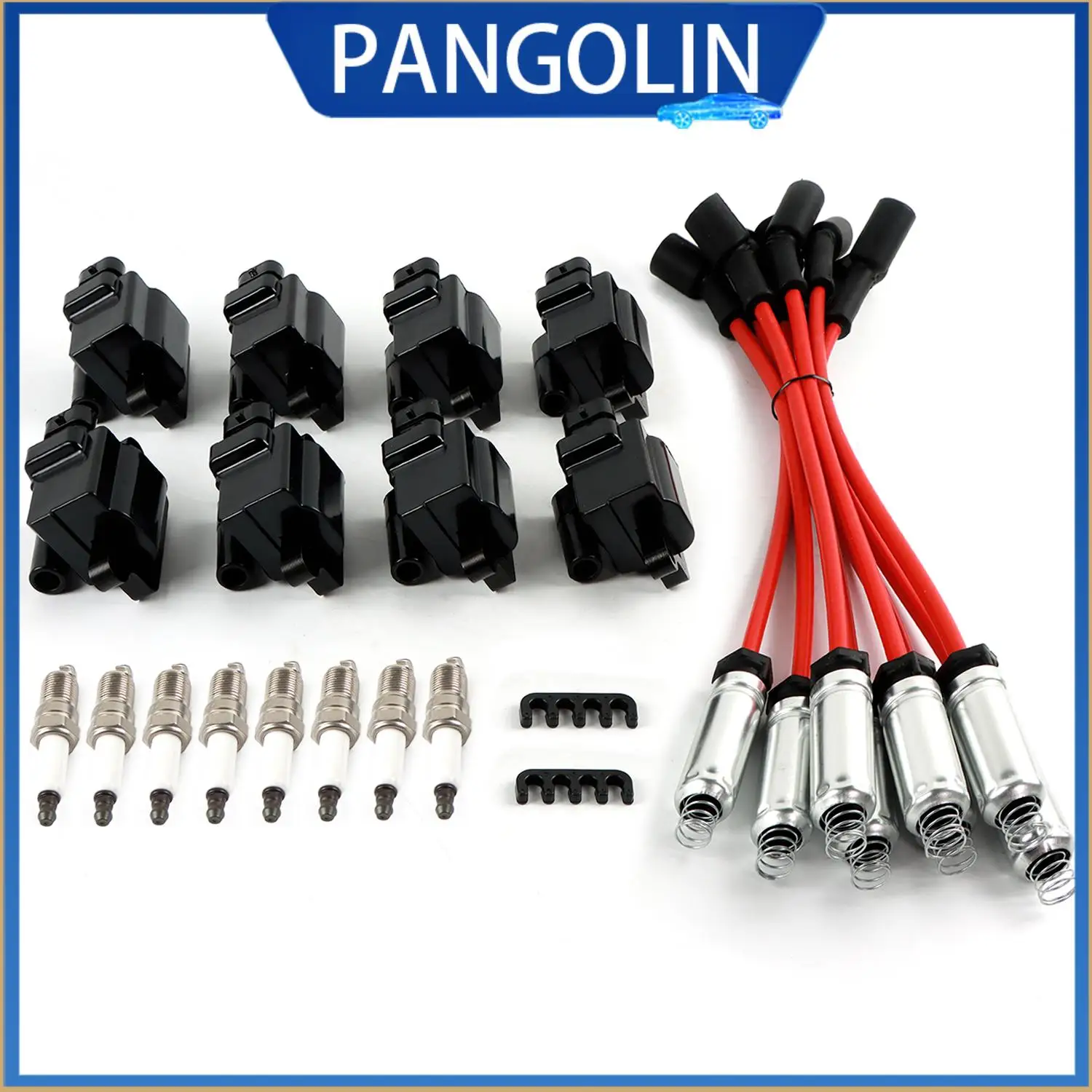 

PANGOLIN Ignition Coil And Spark Plug Wire Set For 8Pack Chevy GMC 4.8L 5.3L 6.0L 8.1L With Iridium Plugs UF271 OEM Replacement