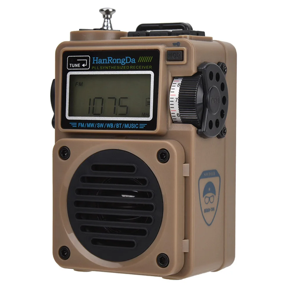 HRD-701 Music Radio FM MW SW WB Receiver TF Card Playback Digital Radio Bluetooth-compatible Built-in 1000mAh Lithium Battery