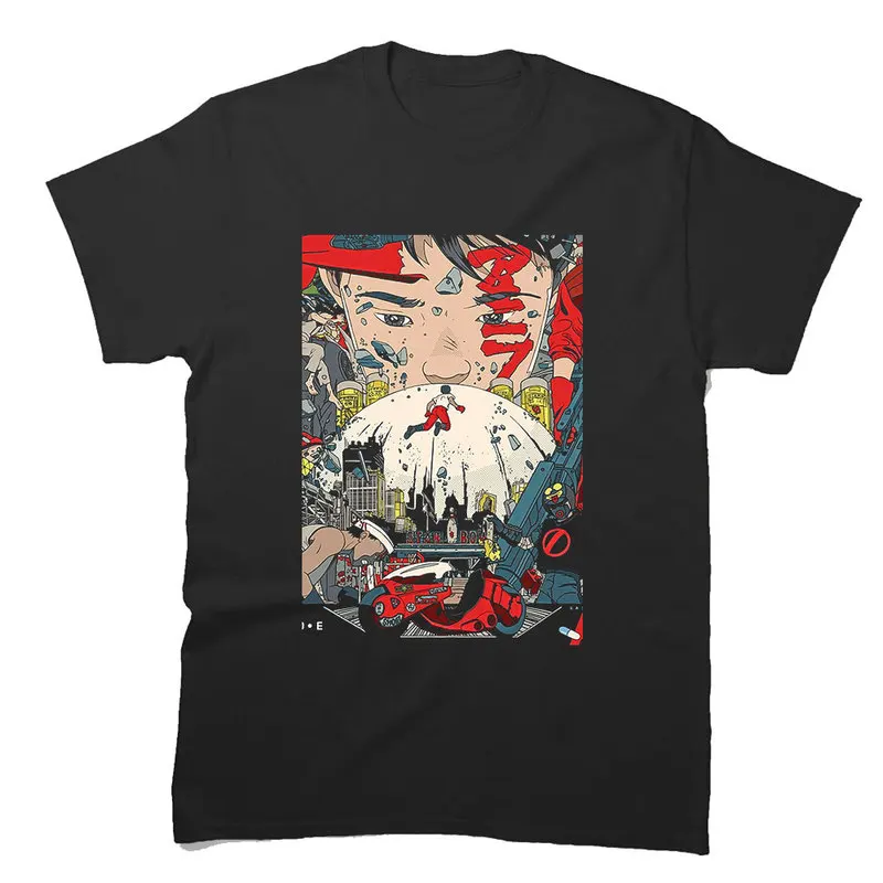 Akira Cyberpunk City Explosion Gift T‑Shirt Katsuhiro Otomo Retro Manga Shotaro Kaneda Neo‑Tokyo Anime Print Short Sleeve Tops