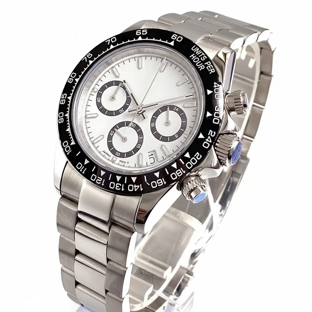 Tandorio Dress 39mm Multi Functional Chronograph Men Watches Quartz Tachymeter VK63 Watches Sapphire Glass Lume Sliding Buckle