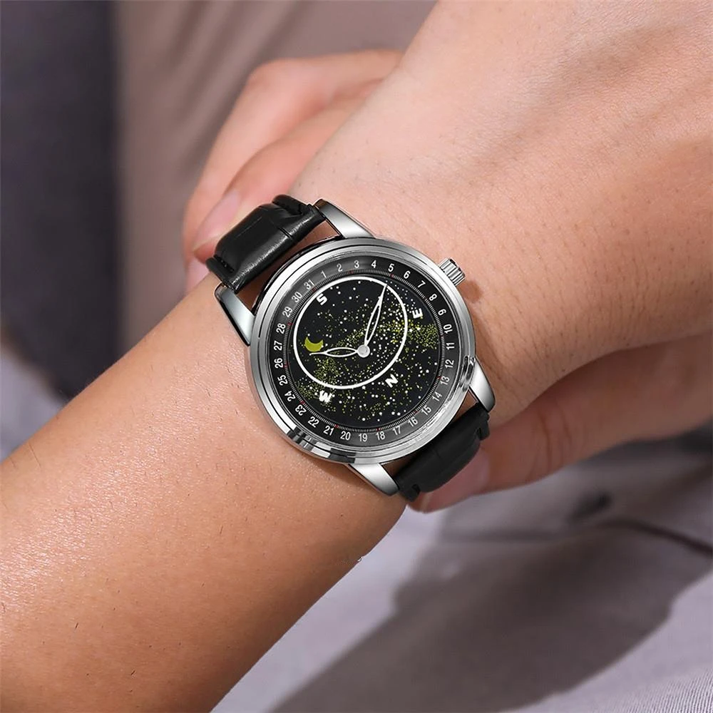 Mode Kreativität Marke Uhren Für Männer Luminous Starry sky Design Sport Uhr Komfort PU Leder Männer Armbanduhren Uhr