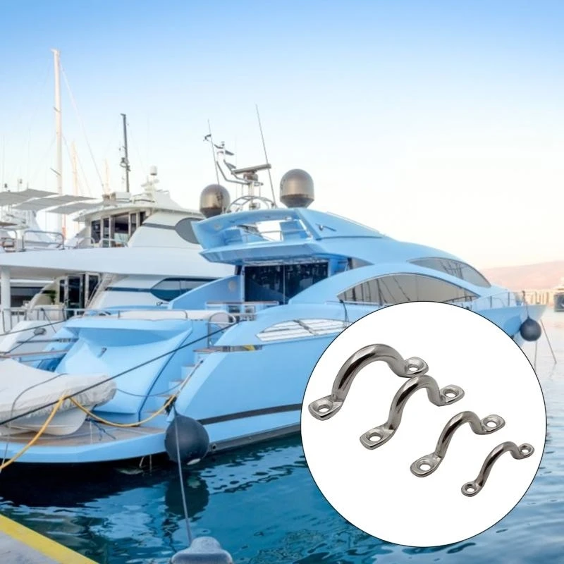 A2UC Stainless Steel Bimini Boat Top Pad Eye Deck Loop Strap Tie Down Point Footman Loop Used for Kayak Canoe Rigging