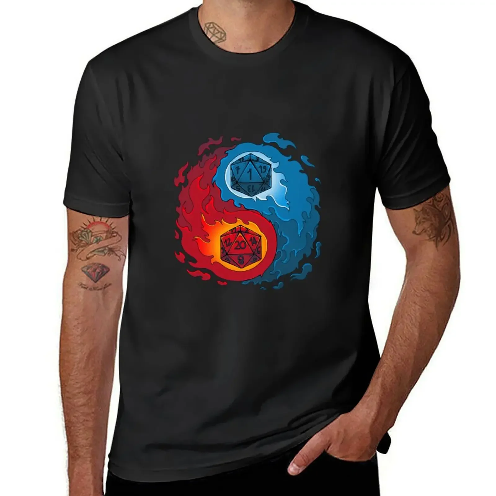 

Ying yang Dice T-Shirt anime tees tops summer clothes plain t shirts men