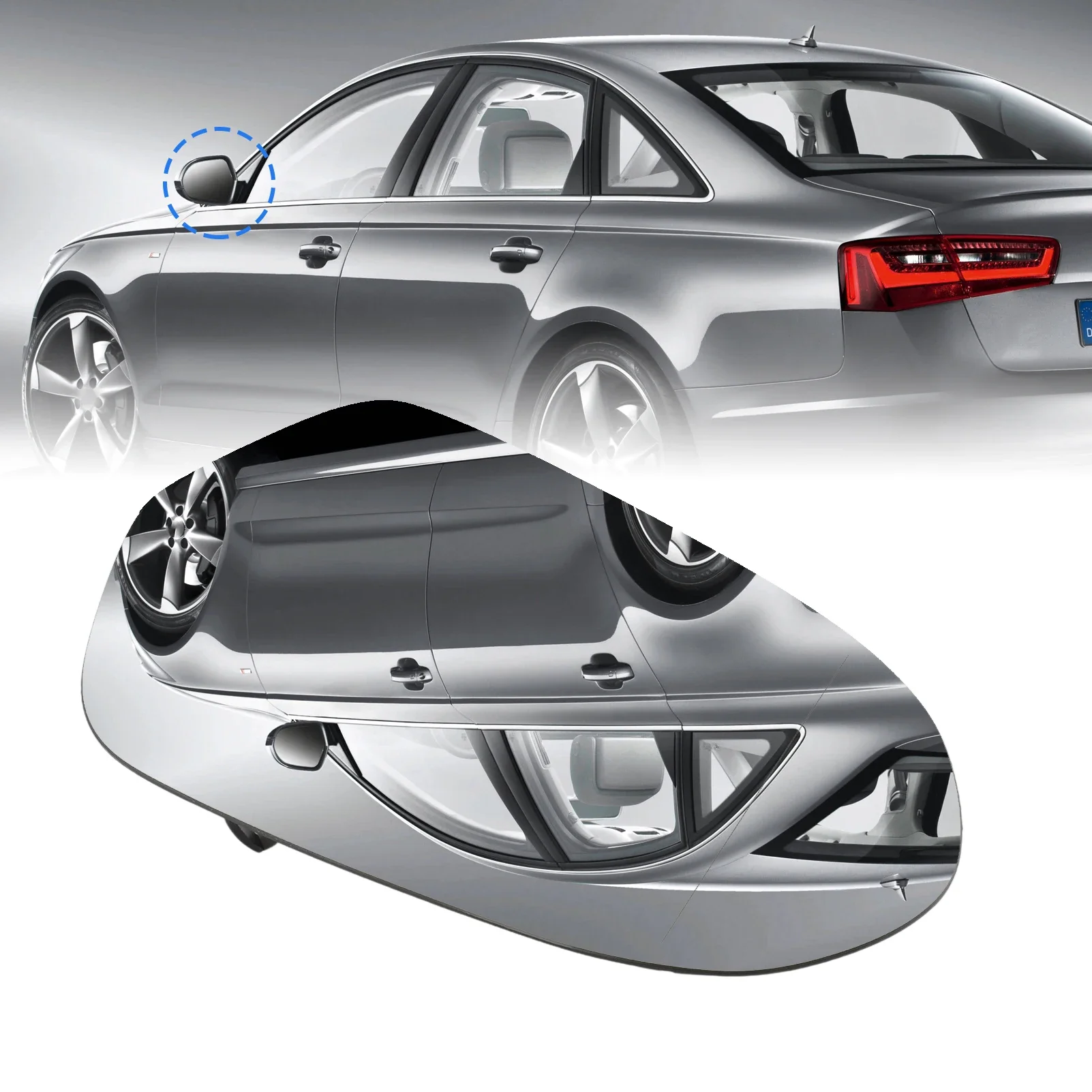 4G0857536 Left / Right Side Exterior Door Wing Asph Heated Mirror Glass For Audi A6 C7 2012 2013 2014 2015 2016 4G0857536B