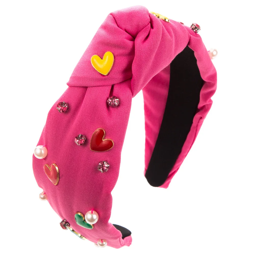 Colorful Mini Heart Embellished Headband Pastel Stone Beaded Hairband Cute Spring Summer Travel Styling Headwea view 6